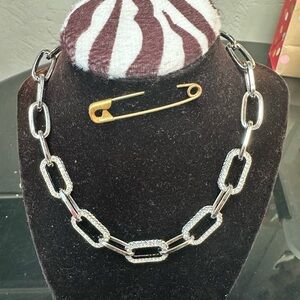 Signed PL Chunky Silver Chain Necklace